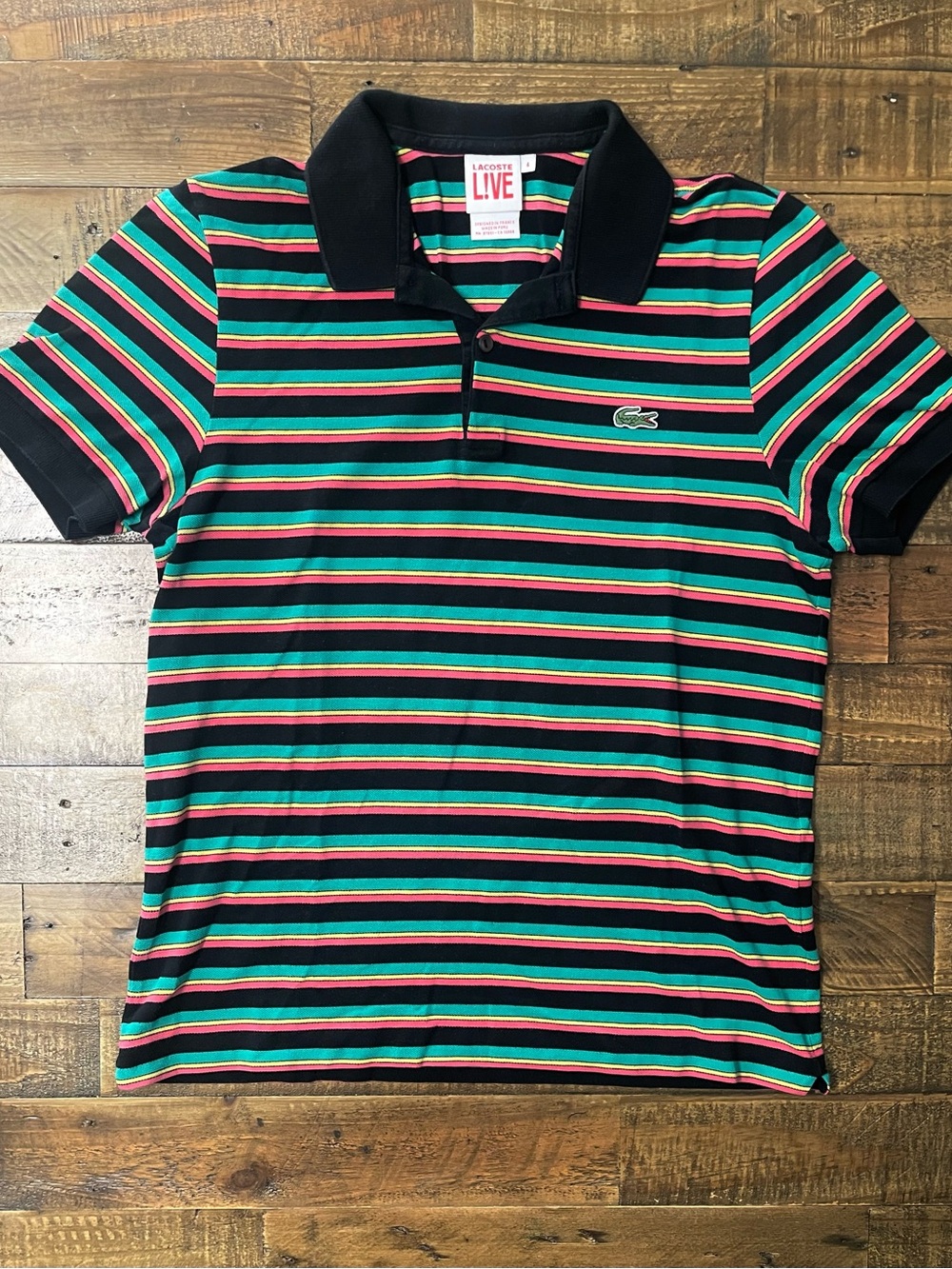 Lacoste Live Cotton Men’s Polo Striped Short Sleeve Size 4 Medium Preowned
